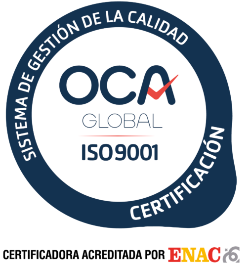 Certificado de sistema de gestión de la calidad OCA GLOBAL ISO9001